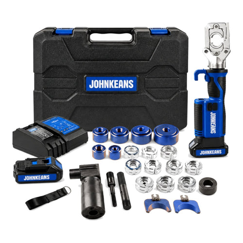 Johnkeans JK-CA-2001 – Cordless Crimping, Cutting & Punching Tool Set with 2 Batteries