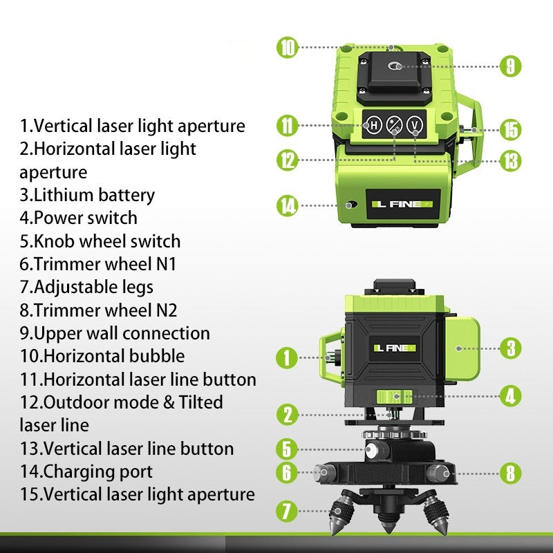 3D 12-line green laser level - view 7