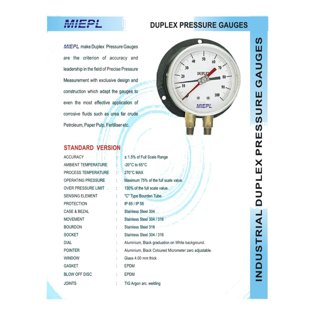02X875625 – Gauge, Duplex Pressure
