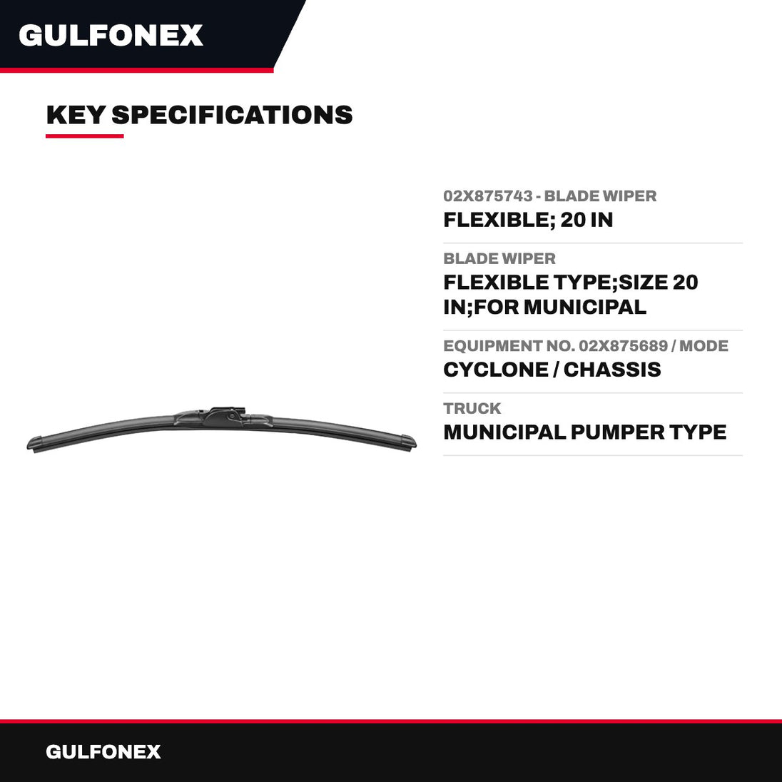 02X875743 - Blade Wiper – Flexible, 20 In