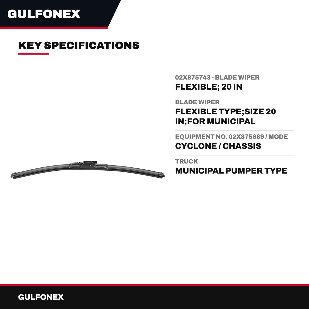 02X875743 - Blade Wiper – Flexible, 20 In