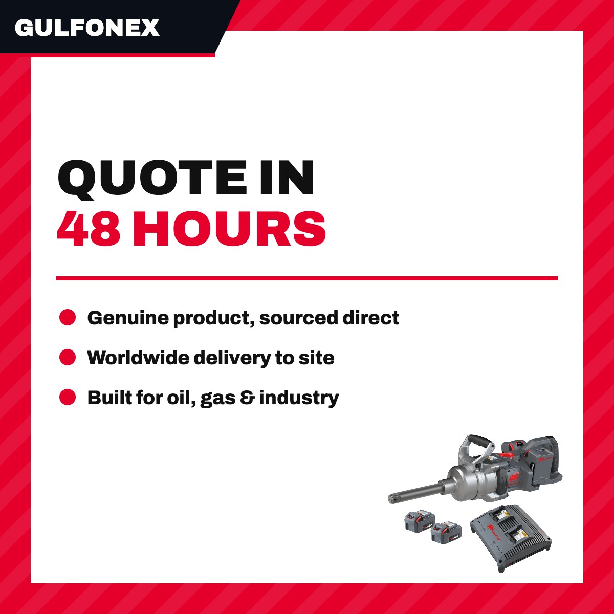 1 Drive Size Long Cordless Impact Wrench 20V – 4 Batteries (5.0) Kit