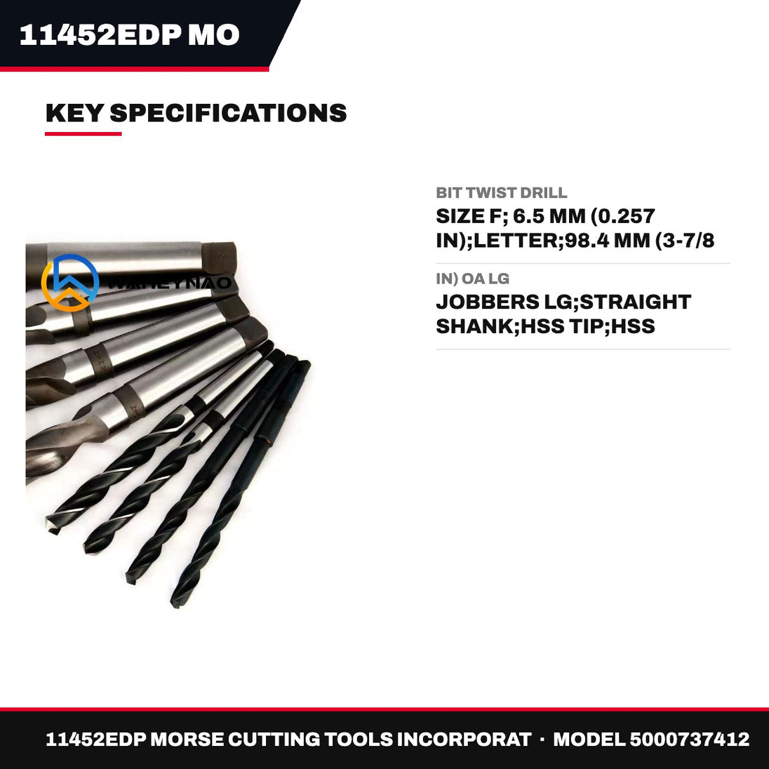 Morse Cutting Tools 11452EDP – Twist Drill Bit, Size F, 6.5 mm (0.257 in)