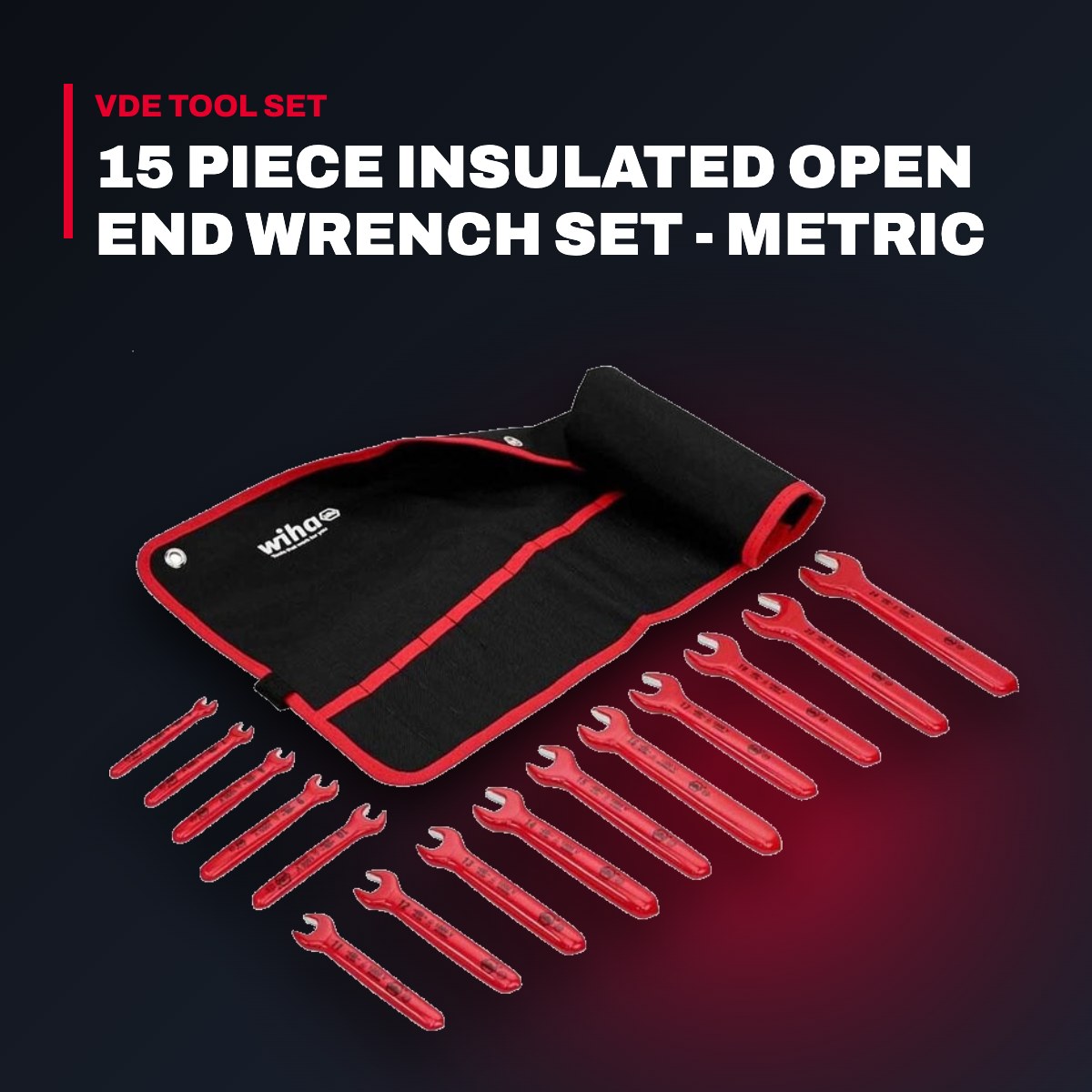 15 Piece Insulated Open End Wrench Set - Metric