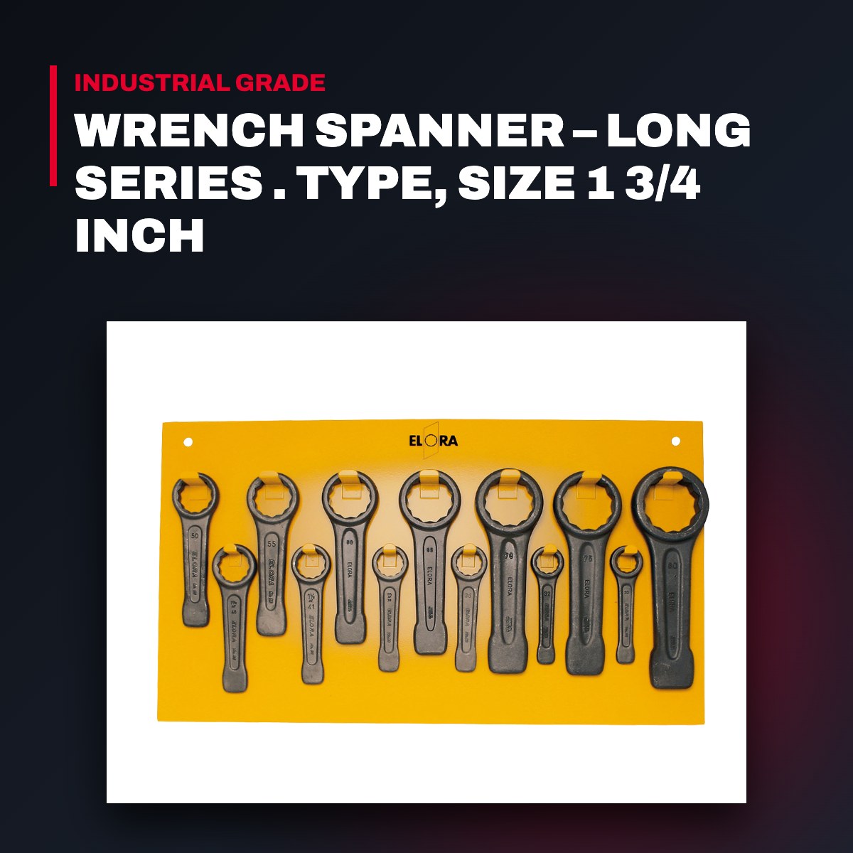Elora 205A134 – Long Series Spanner Wrench, Size 1 3/4 Inch