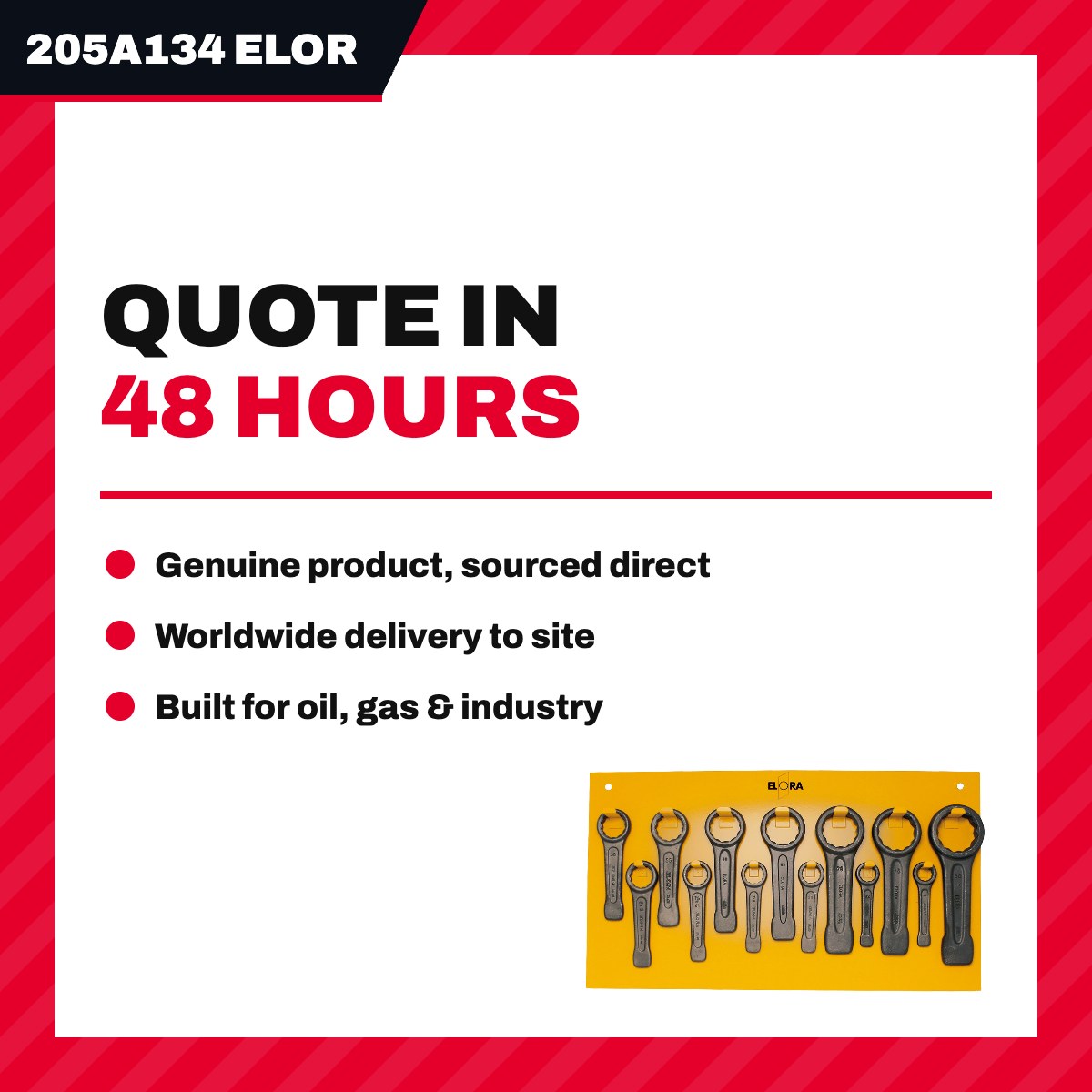 Elora 205A134 – Long Series Spanner Wrench, Size 1 3/4 Inch
