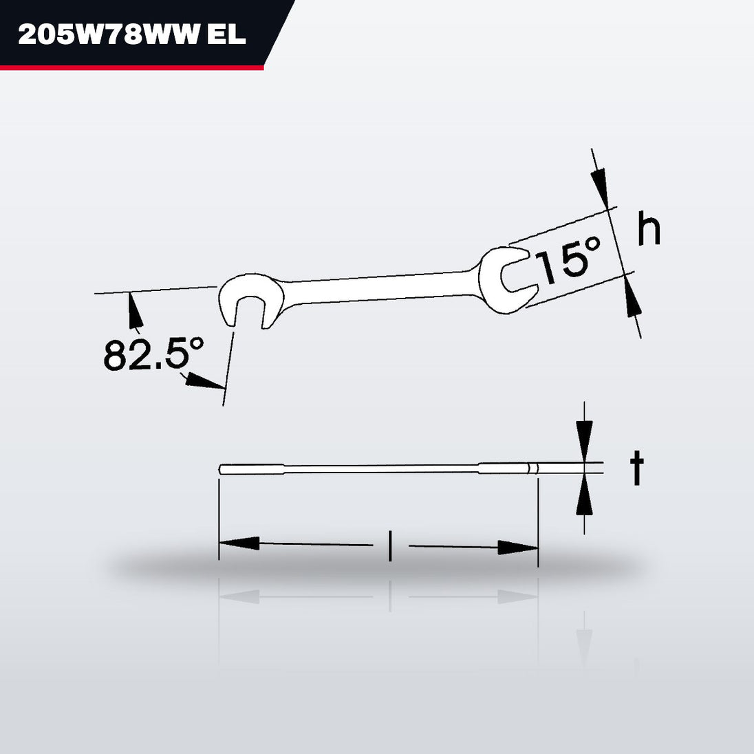 Elora 205W78WW – Box & Open End Wrench, 10-15 Deg Offset, 7/8 in Whitworth