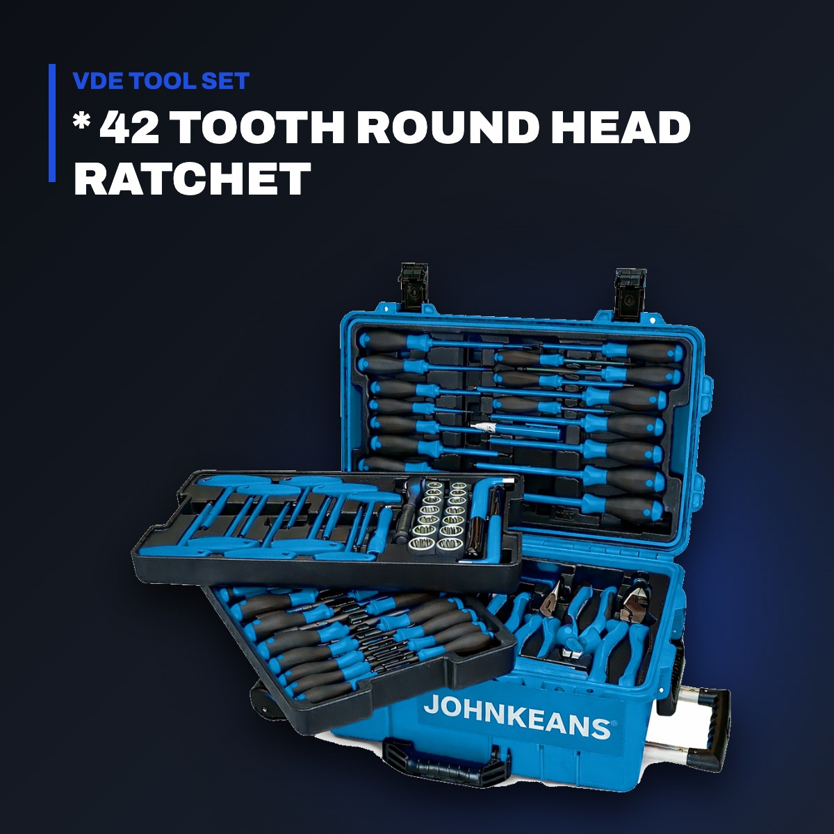 Johnkeans JK-TW-2041 – VDE 1000V Insulated Socket Wrench & Pliers Set 68 Pcs