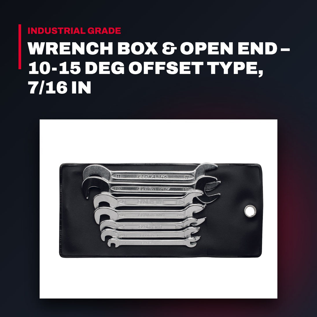 Elora 25214 – Box & Open End Wrench, 10-15 Deg Offset, 7/16 in