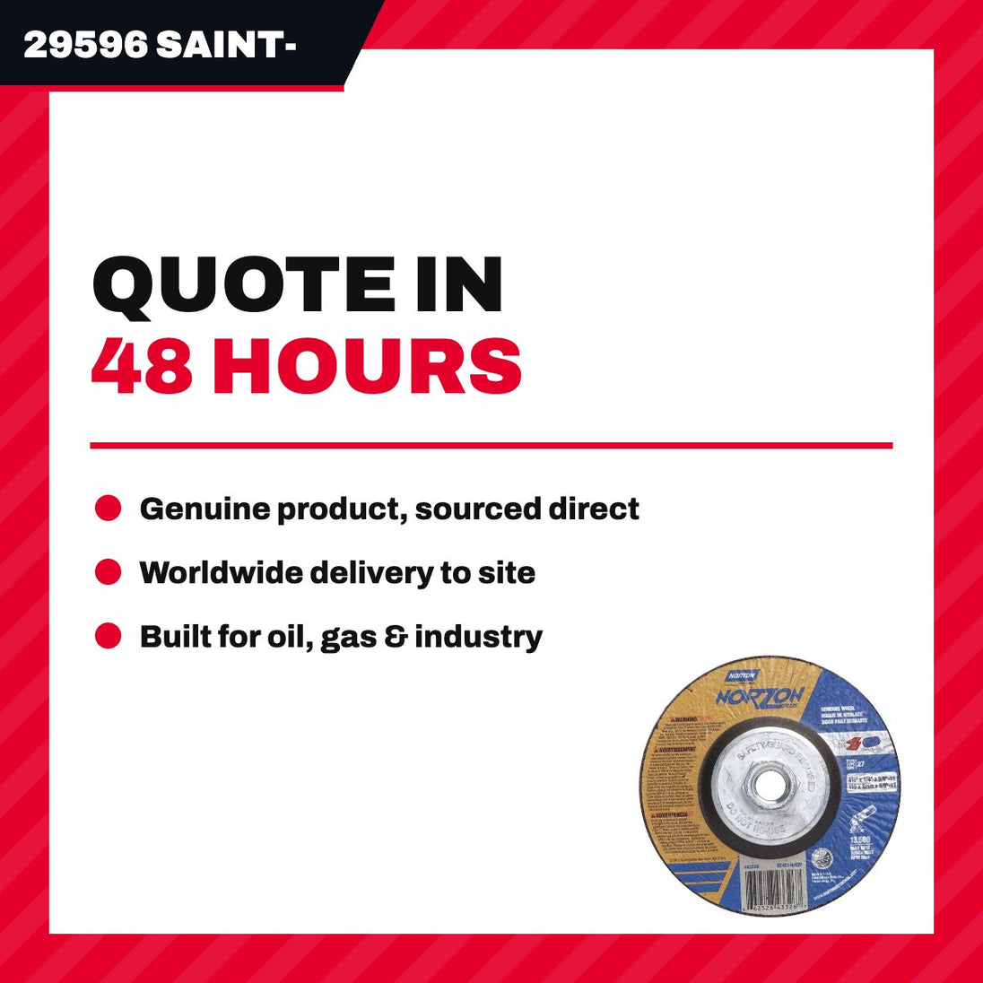 29596 Saint-Gobain Abrasives / Norto 5000818334 – Wheel Grinding – Depressed Center Type, 101.6 Mm (4 In) Wheel