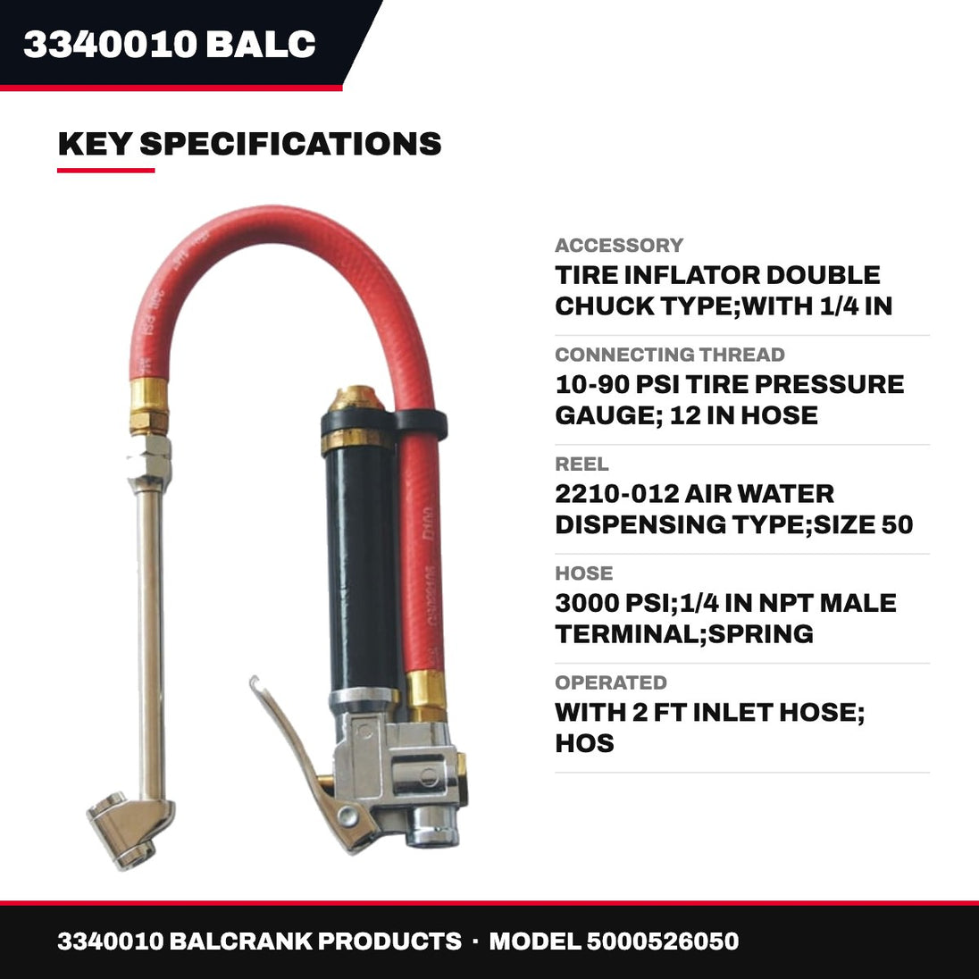 Balcrank 3340010 – Accessory, Tire Inflator Double Chuck, With 1/4 in NPT