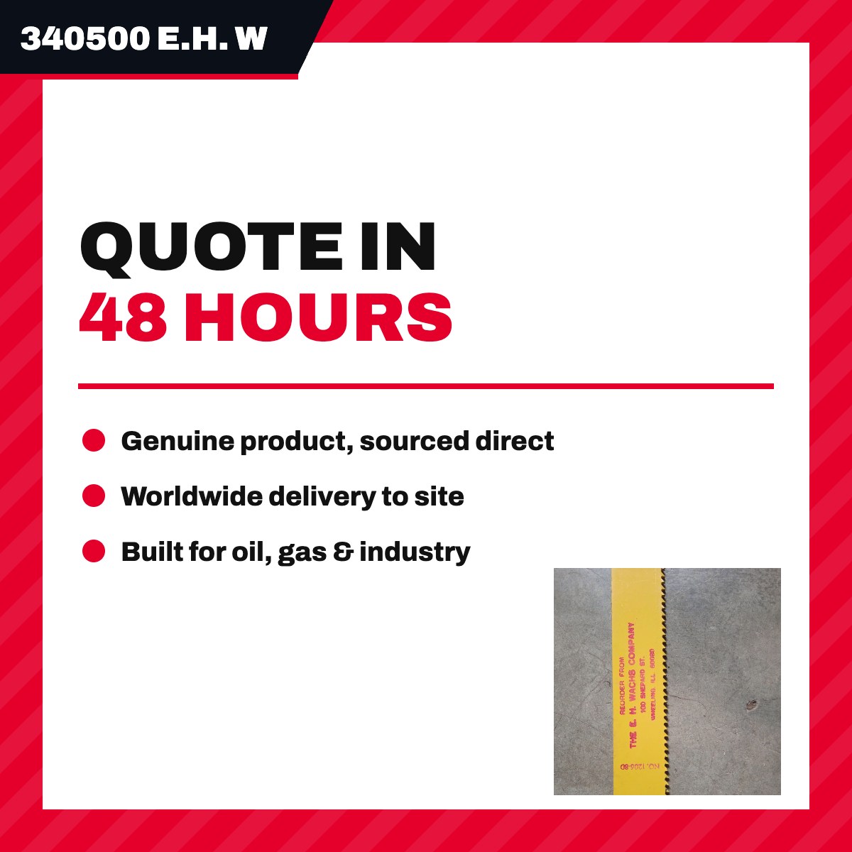 E.H. Wachs 340500 – Saw Blade, Hack, Size 304.8 mm (12 in) long