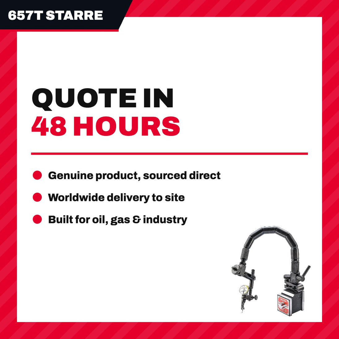 657T Starrett, L.S 657T – Holder – Magnetic Base Dial Indicator Type, Steel
