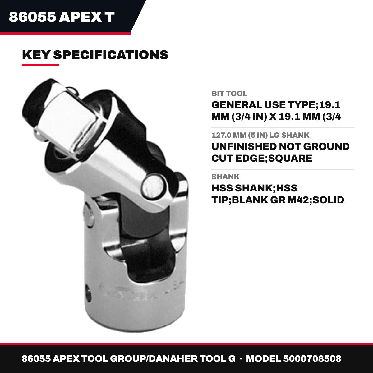 Apex Tool Group 86055 – General Use Bit Tool, 19.1 mm (3/4 in) X 19.1 mm (3/4 in) X