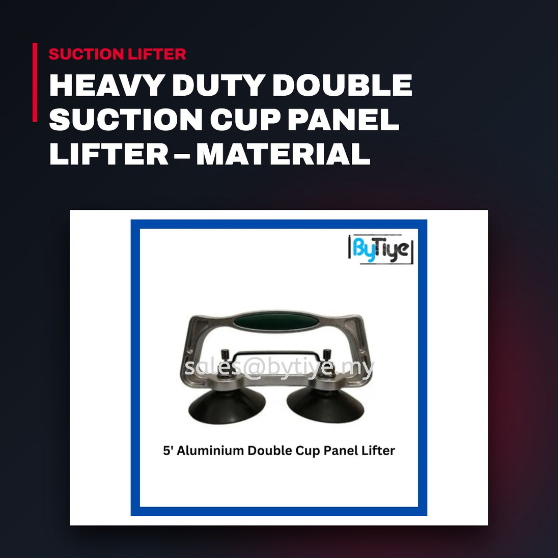 Access Floor Systems DSCPL5 – Heavy Duty Double Suction Cup Panel Lifter – Material Aluminum, Color Aluminum Frame