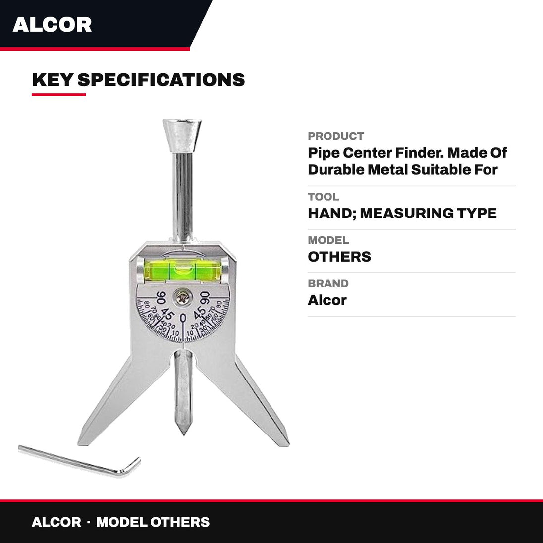Alcor OTHERS – Pipe Center Finder. Made Of Durable Metal Suitable For Pipes From 1 To 12 In Diameter