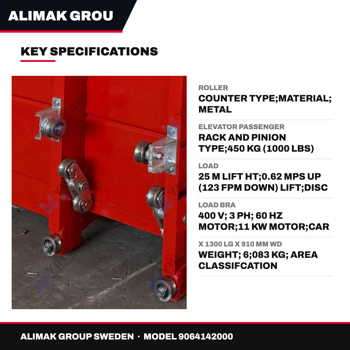 Alimak Group Sweden 9064142000 – Roller – Counter Type, Material