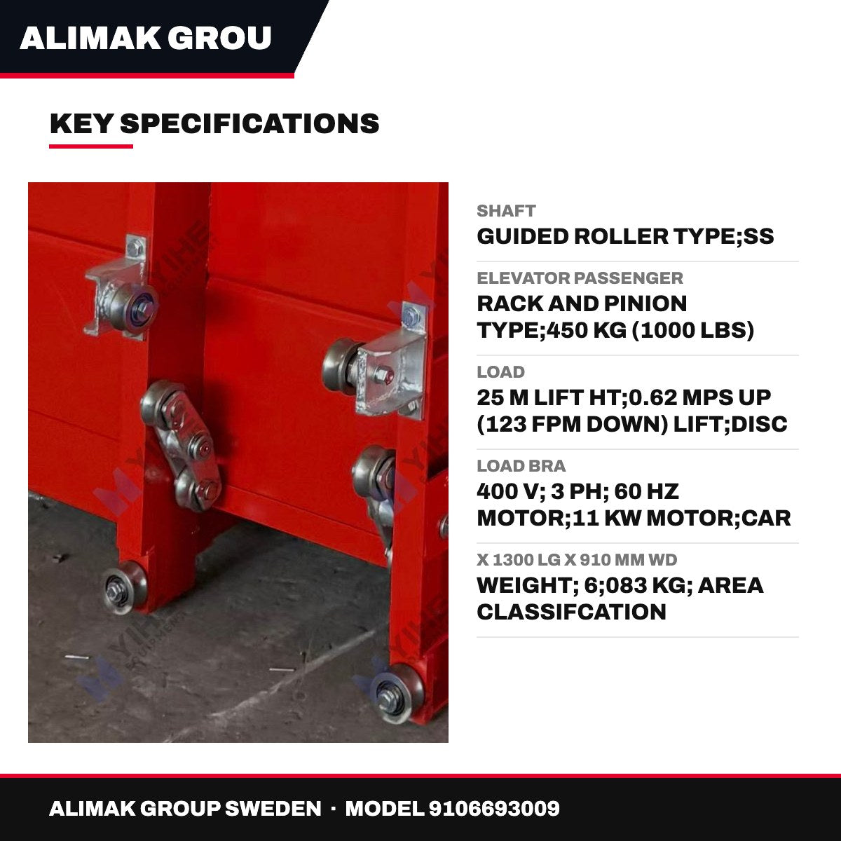 Alimak Group Sweden 9106693009 – Shaft – Guided Roller Type, Ss