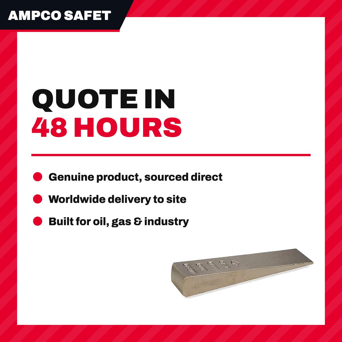 Ampco Safety Tools W-2 – Non-Sparking Flange Wedge 3/4" x 4"