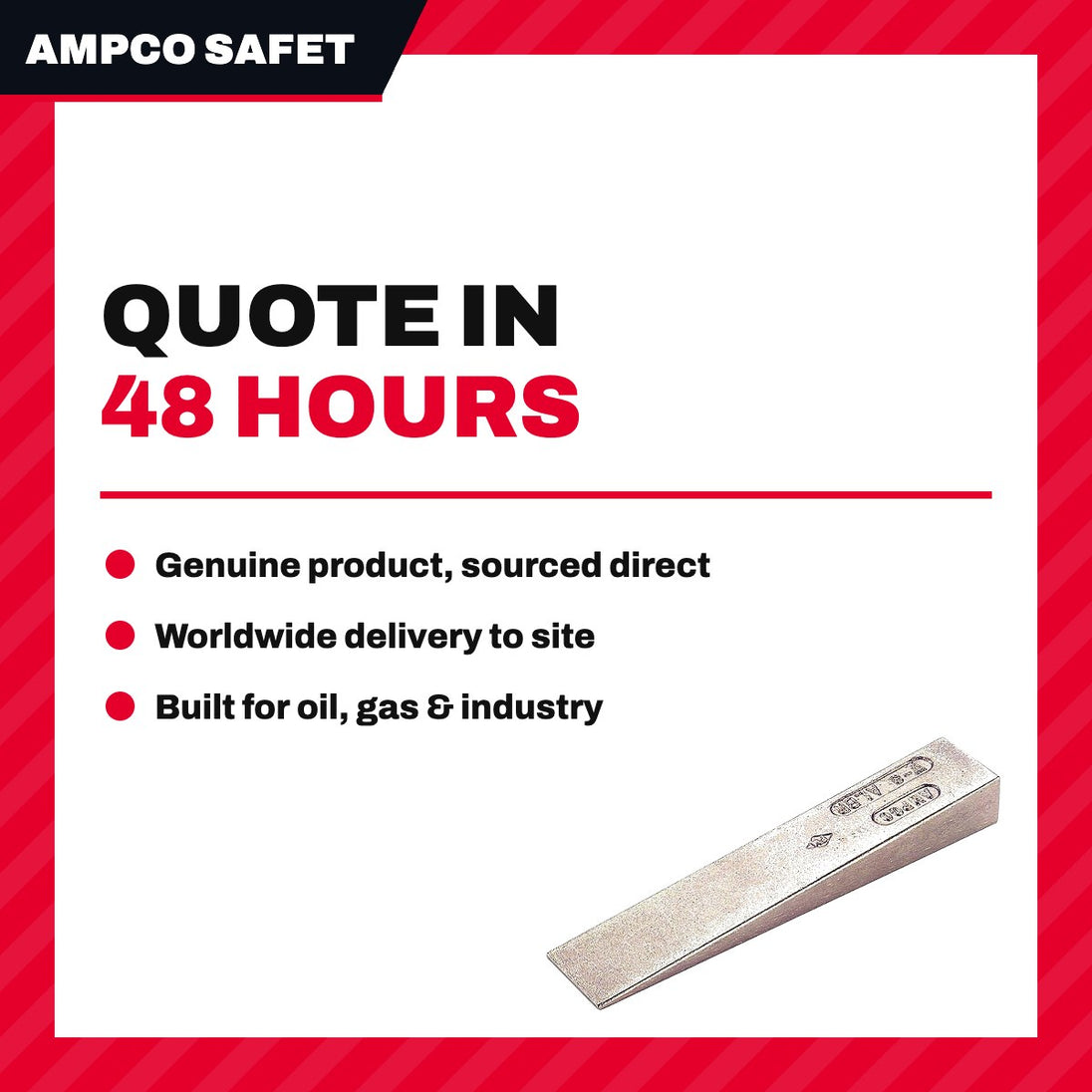 Ampco Safety Tools W-3 – Non-Sparking Flange Wedge 1" x 6" & Brass Sledge Hammer