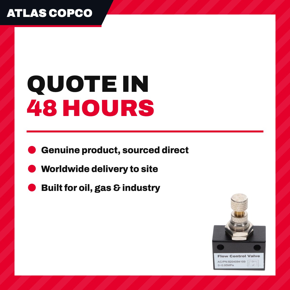 Atlas Copco – Needle Valve, For Instrument Air Drier Model Cd100