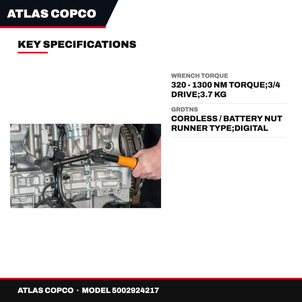 Atlas Copco – Torque Wrench, 320 - 1300 Nm Torque, 3/4 Drive