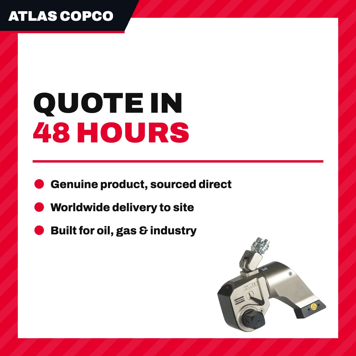 Atlas Copco RT25 – Wrench Torque – 3726 - 22264 Ft.Lb Torque, 3/4In Square Drive
