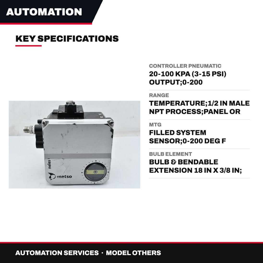 Automation Services OTHERS – Controller Pneumatic – 20-100 Kpa (3-15 Psi) Output, 0-200