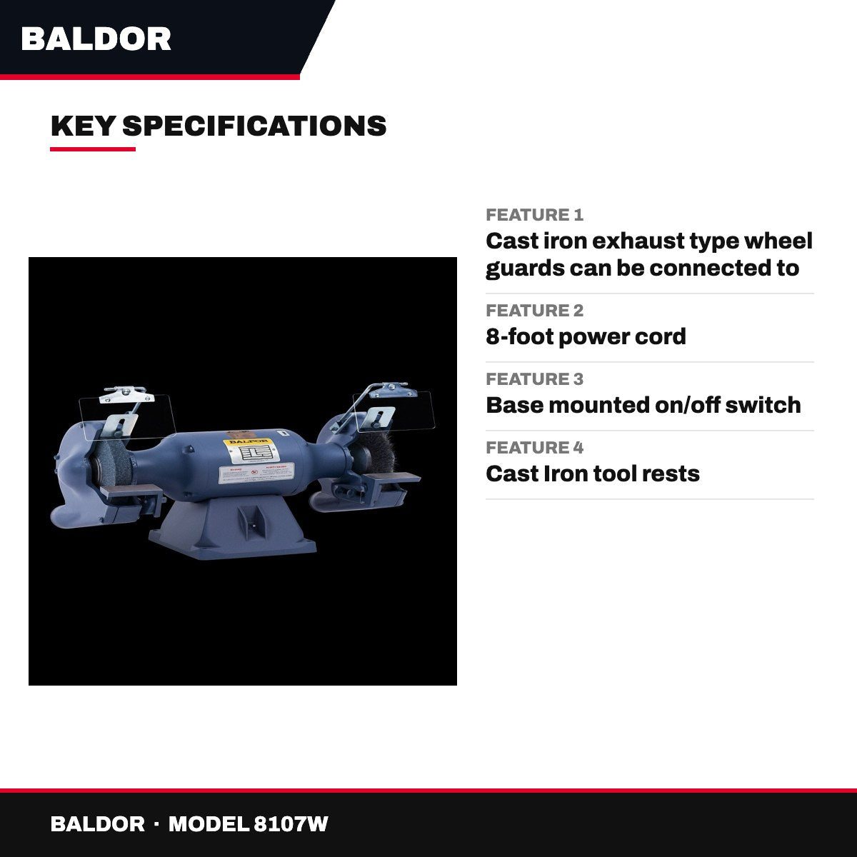 Baldor 8107W – Industrial Bench Grinder 8", 115V