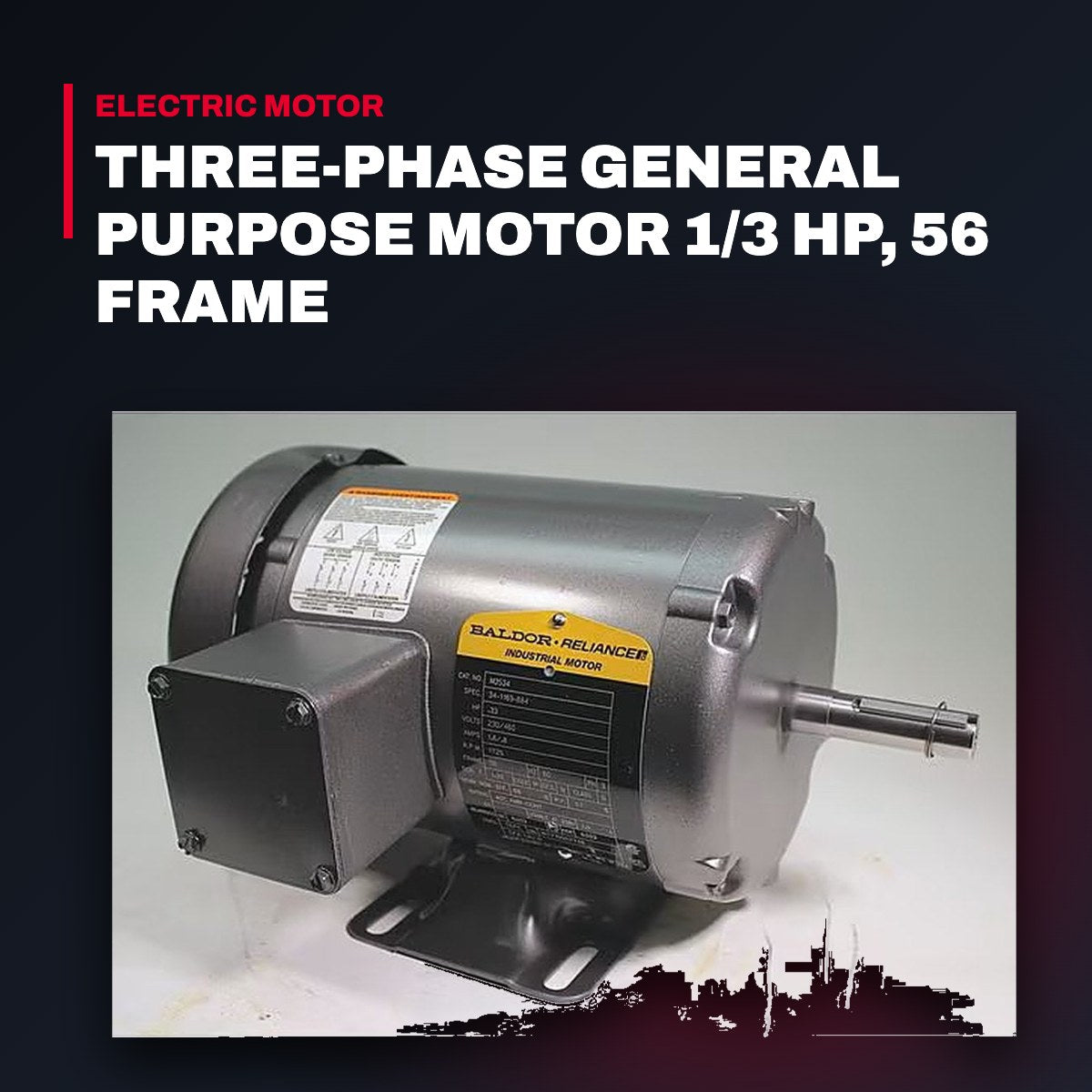 Baldor Three-Phase General Purpose Motor 1/3 HP, 56 Frame