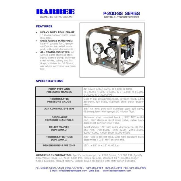 Barbee Engineered Testing Systems – Miscellaneous Items