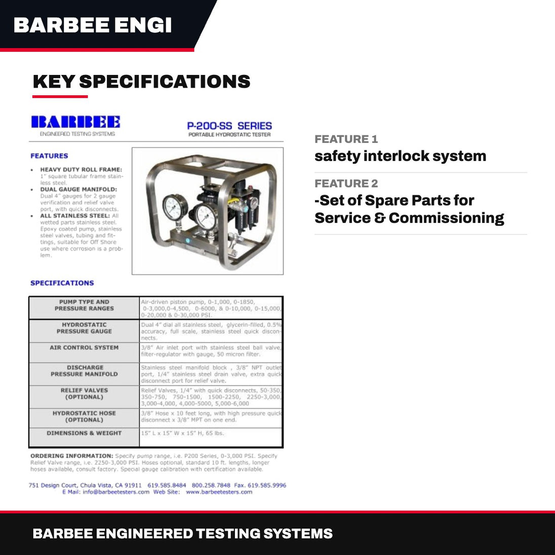Barbee Engineered Testing Systems – Miscellaneous Items