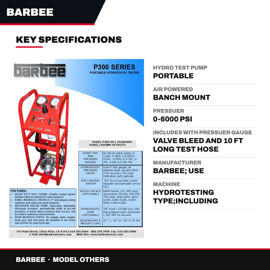 Barbee OTHERS – Hydro Test Pump – Portable