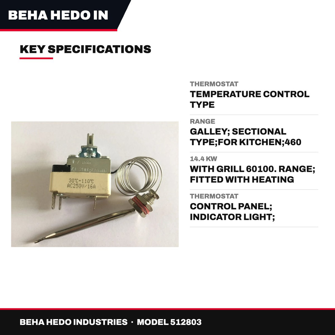 Beha Hedo Industries 512803 – Thermostat – Temperature Control Type