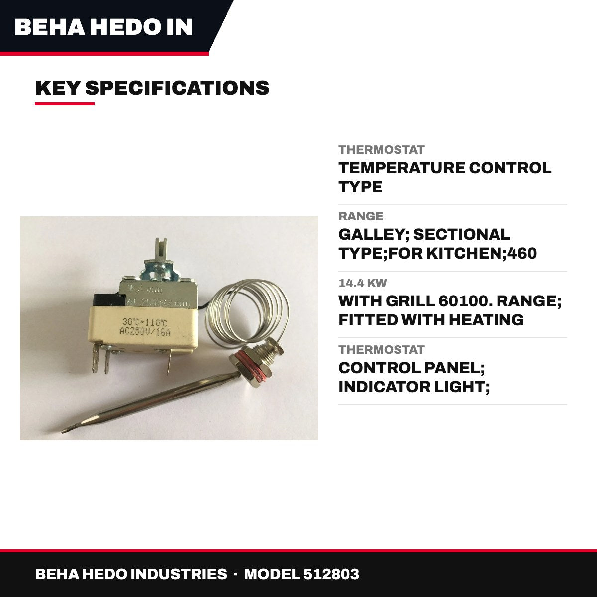 Beha Hedo Industries 512803 – Thermostat – Temperature Control Type