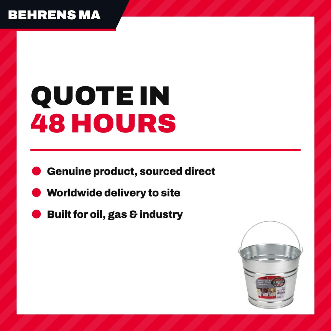 Behrens Manufacturing Us 1212GS – Pail – Stock