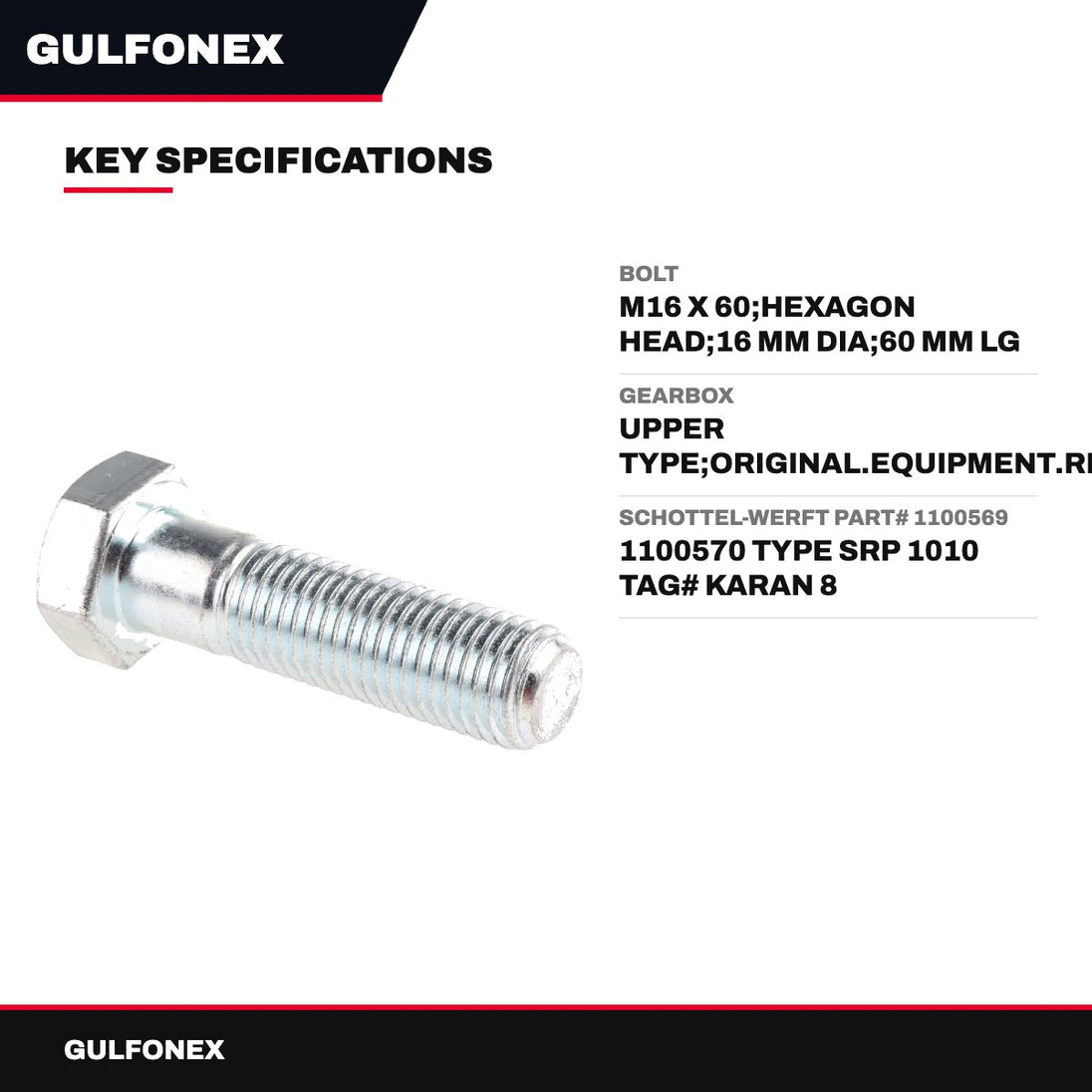 Bolt – M16 X 60, Hexagon Head