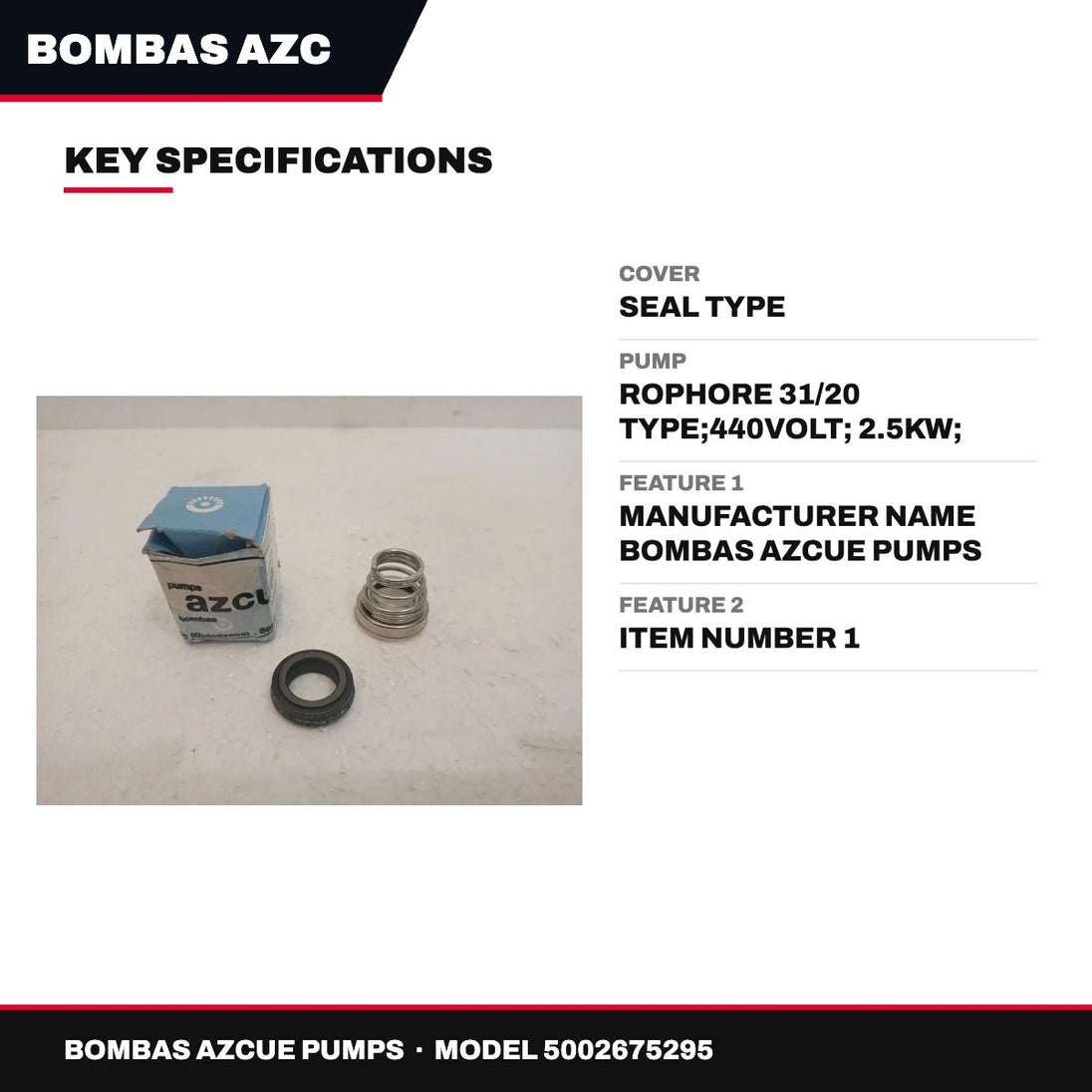 Bombas Azcue Pumps 5002675295 – Cover – Seal Type