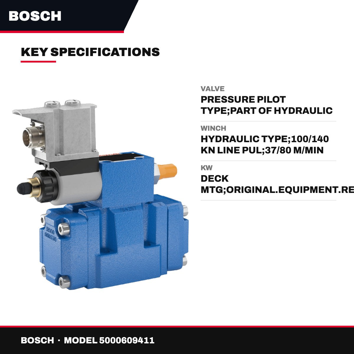 Bosch – Pressure Pilot Valve, Part Of Hydraulic Assembly