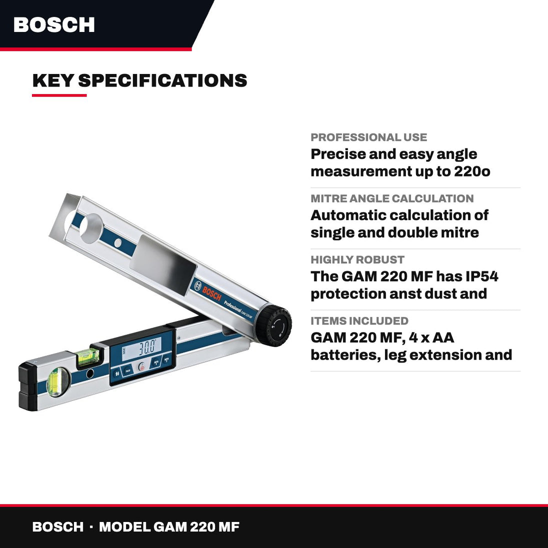 Bosch GAM 220 MF – Professional Digital Angle Measurer