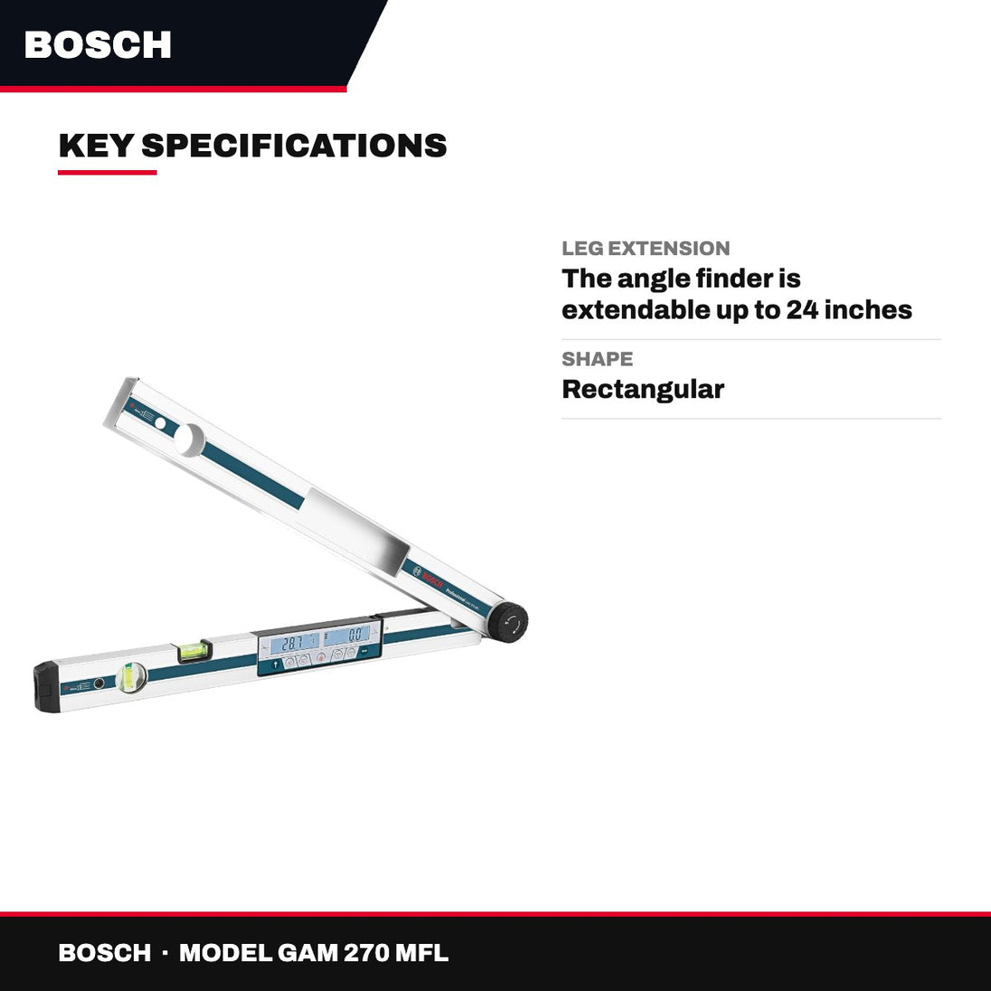 Bosch GAM 270 MFL – 5-in-1 Digital Angle Finder & Inclinometer