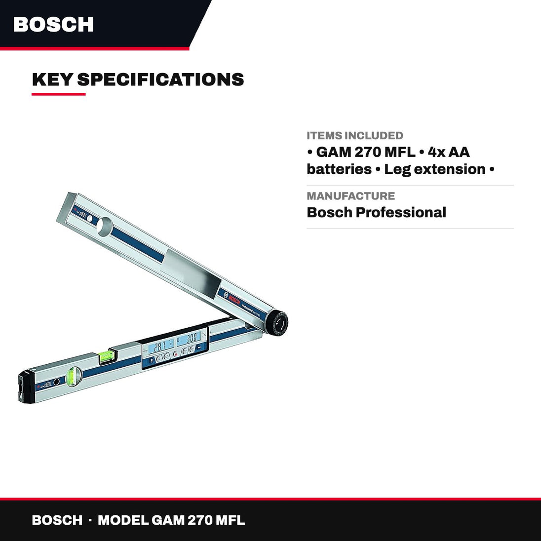 Bosch GAM 270 MFL – Professional Digital Angle Measurer