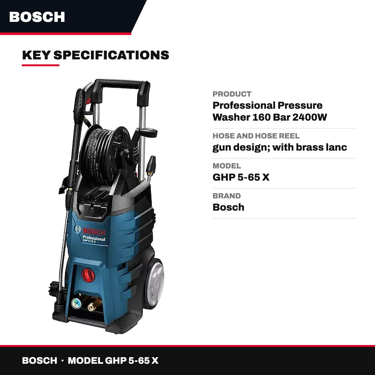 Bosch GHP 5-65 X – Professional Pressure Washer 160 Bar 2400W