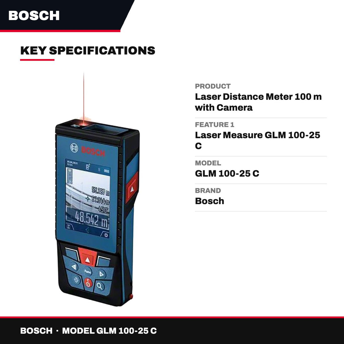 Bosch GLM 100-25 C – Laser Distance Meter 100 m with Camera