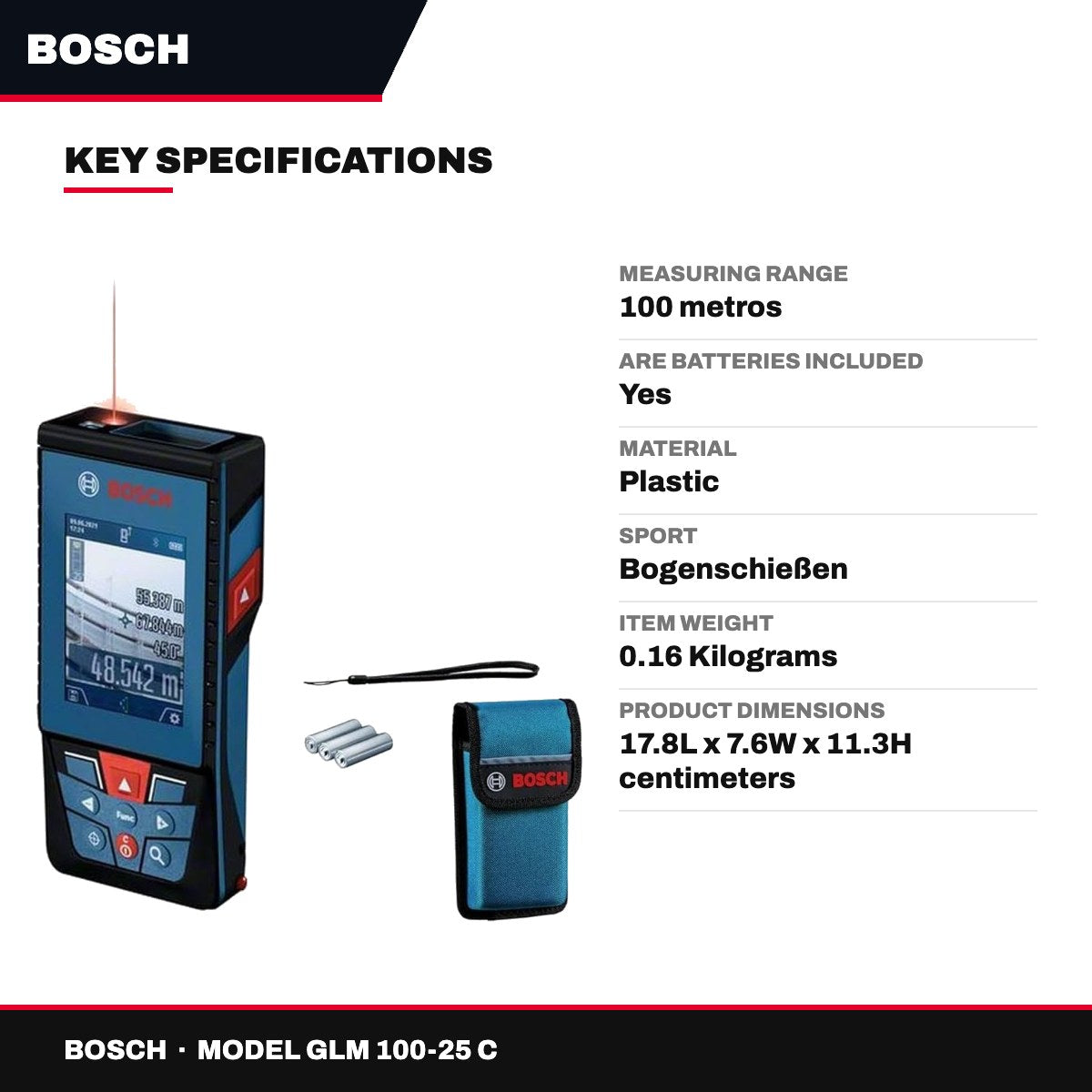 Bosch GLM 100-25 C – Professional Laser Distance Meter 100 m