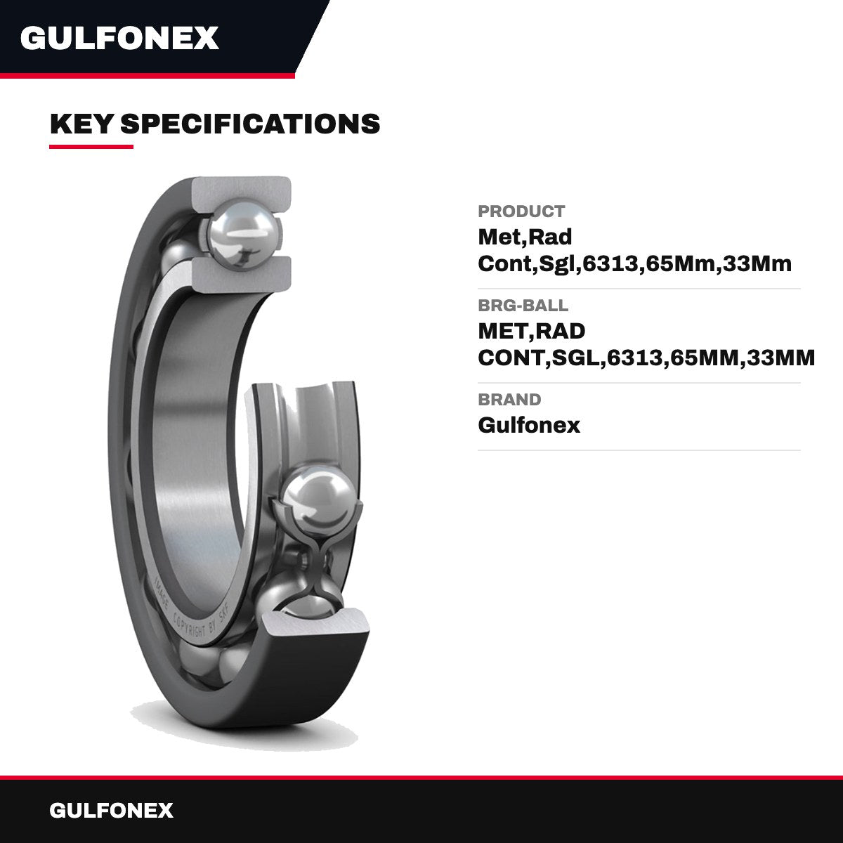 Brg-Ball – Met,Rad Cont,Sgl,6313,65Mm,33Mm