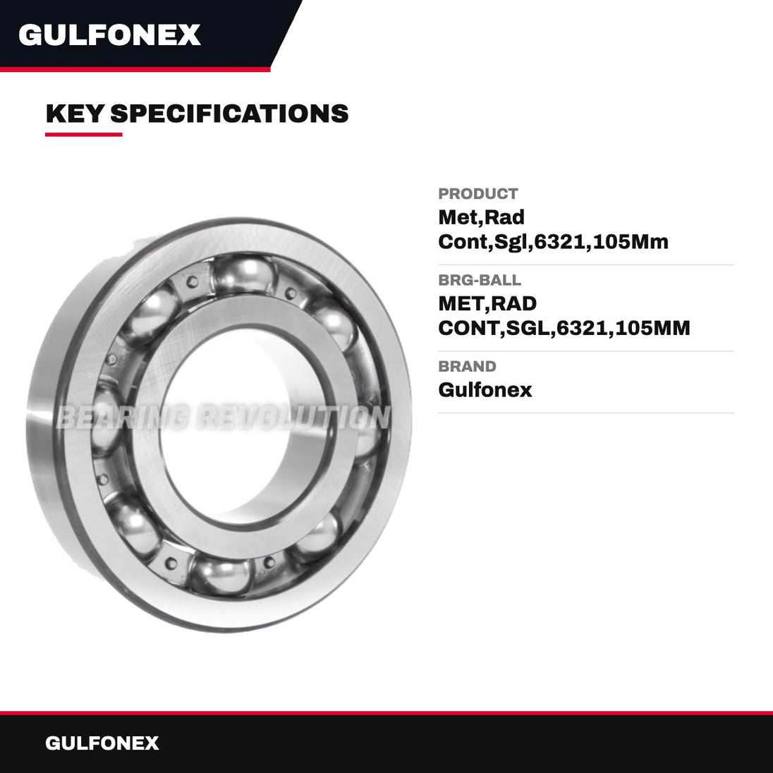 Brg-Ball – Met,Rad Cont,Sgl,6321,105Mm
