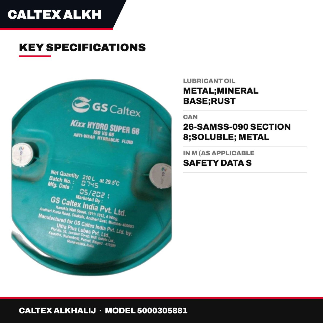 Caltex Alkhalij – Lubricant Oil, Metal, Mineral Base