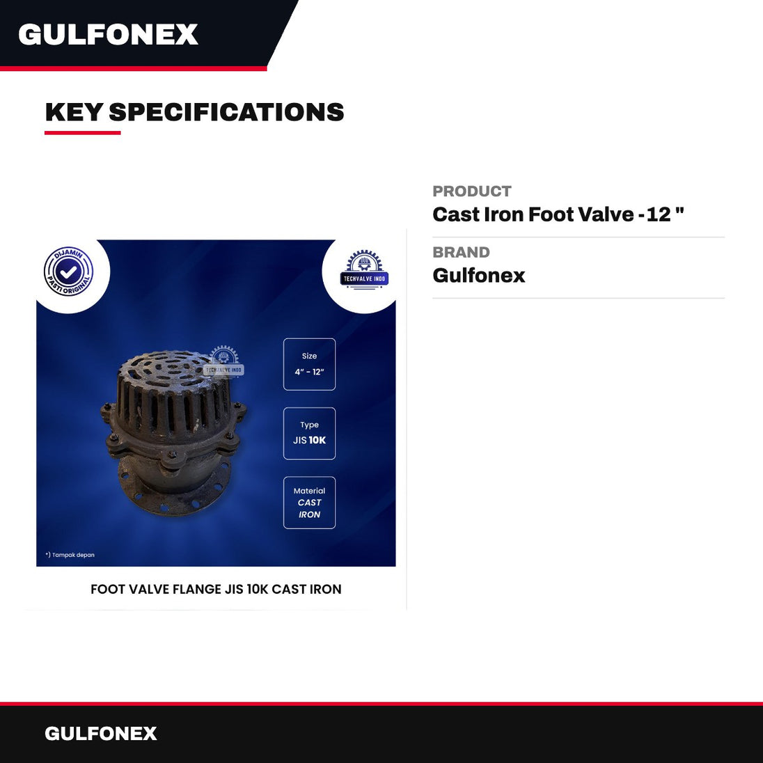 Cast Iron Foot Valve -12 "