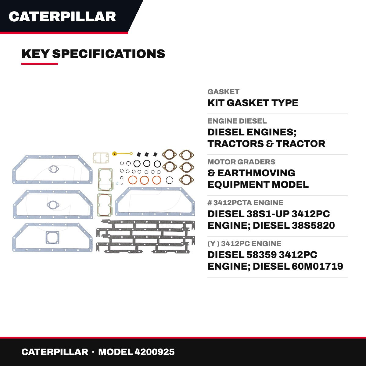 Caterpillar 4200925 – Gasket – Kit Gasket Type